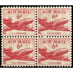 AIR MAIL 6c US POSTAGE STAMPS, MNH 1949 RED DC-4 SKYMASTER AIRPLANE AIRMAIL