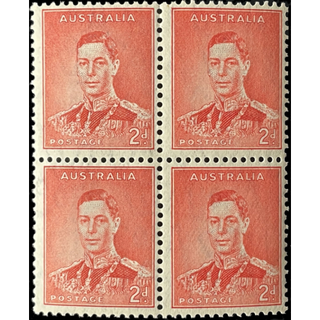 AUSTRALIA SG167, MNH 1938 2d SCARLET BLOCK OF (4)