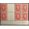 AUSTRALIA 1942 2 1/2d SCARLET KGVI IMPRINT BLOCK (6) MNH