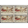 10c US POSTAGE STAMP, MNH, THE ROAD-WINTER BY CURRIER AND IVES, 1974 BLOCK OF 4