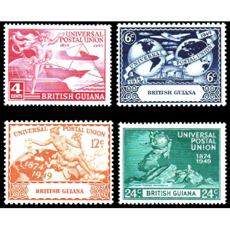 BRITISH GUIANA STAMPS, MNH, 1949, UPU UNIVERSAL POSTAL UNION ANNIVERSARY