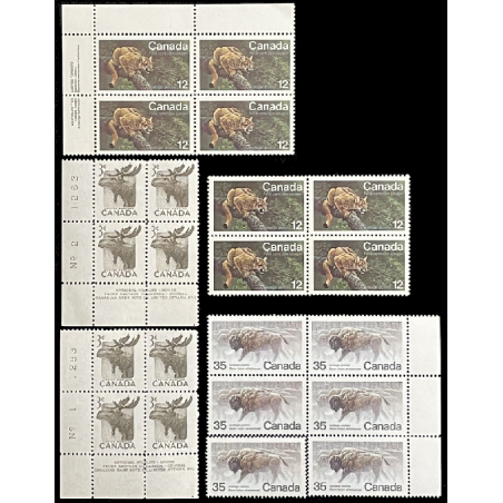 CANADA POSTAGE STAMPS, MNH, 35c WOOD BISON, 12c COUGAR, 3c MOOSE WILDLIFE, 1953 - 1981