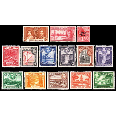 RARE BRITISH GUIANA STAMPS, MLH, LOT OF 14