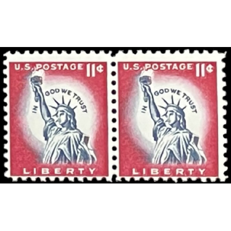 11c STATUE OF LIBERTY US POSTAGE STAMP, MNH, 1956 NY STATEN ISLAND, SET OF 2