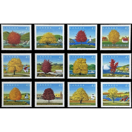 CANADA MAPLE TREES, 1994, MNH, SET OF 12, SCARCE