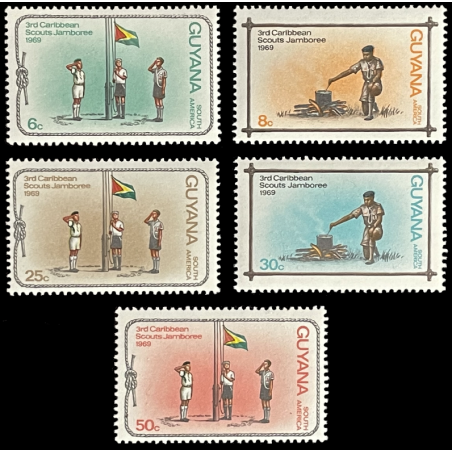 RARE GUYANA STAMPS, 1969, 3RD CARIBBEAN SCOUTS JAMBOREE, MNH