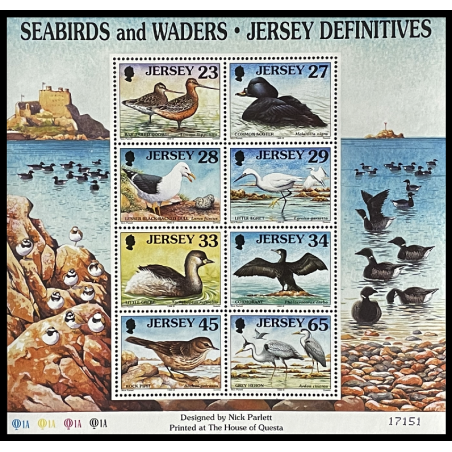 GREAT BRITAIN POSTAGE STAMPS, 1999 JERSEY ANIMALS FAUNA FLORA, BIRDS, SHEET OF 8, MNH