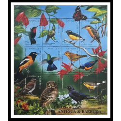ANTIGUA & BARBUDA STAMPS, BIRDS, 1990s MNH SHEET