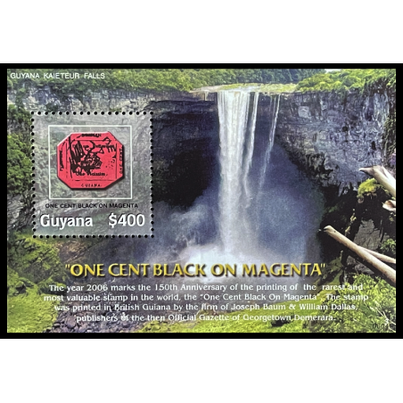 GUYANA STAMP, 2006 ONE CENT BLACK ON MAGENTA, MNH SHEET