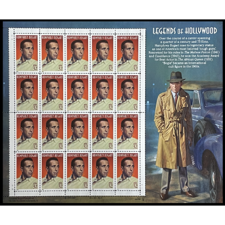 RARE US POSTAGE STAMPS, 1997, HUMPHREY BOGART, ACTOR, MNH SHEET OF 20