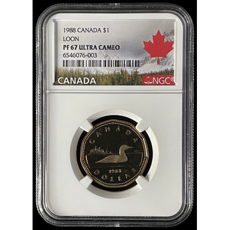 1988 PF67 LOON CANADA $1, SILVER DOLLAR, ULTRA CAMEO, NGC