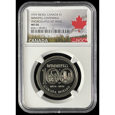 1974 MS66 CANADA $1 NICKEL WINNIPEG CENTENNIAL UNC SET, ISSUE NGC