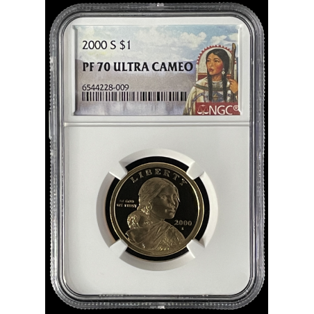 2000-S SACAGAWEA PROOF COIN, NGC PF70 ULTRA CAMEO SACAGAWEA LABEL