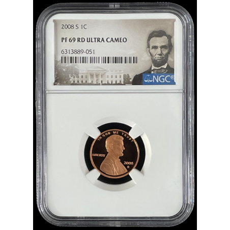 2008-S LINCOLN PENNY PROOF COIN, 1C NGC PF69 RD ULTRA CAMEO LINCOLN LABEL