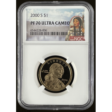 2000-S SACAGAWEA PROOF COIN, NGC PF70 ULTRA CAMEO SACAGAWEA LABEL