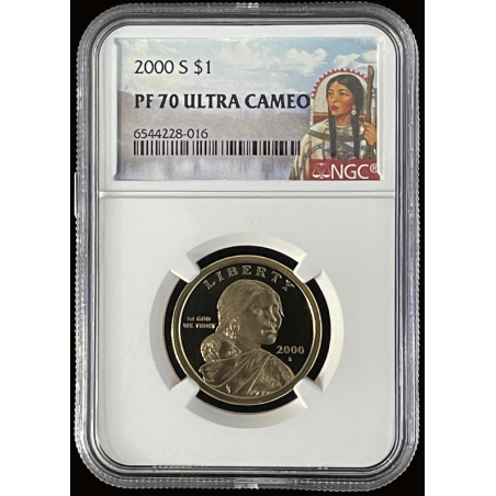 2000-S SACAGAWEA PROOF COIN, NGC PF70 ULTRA CAMEO SACAGAWEA LABEL